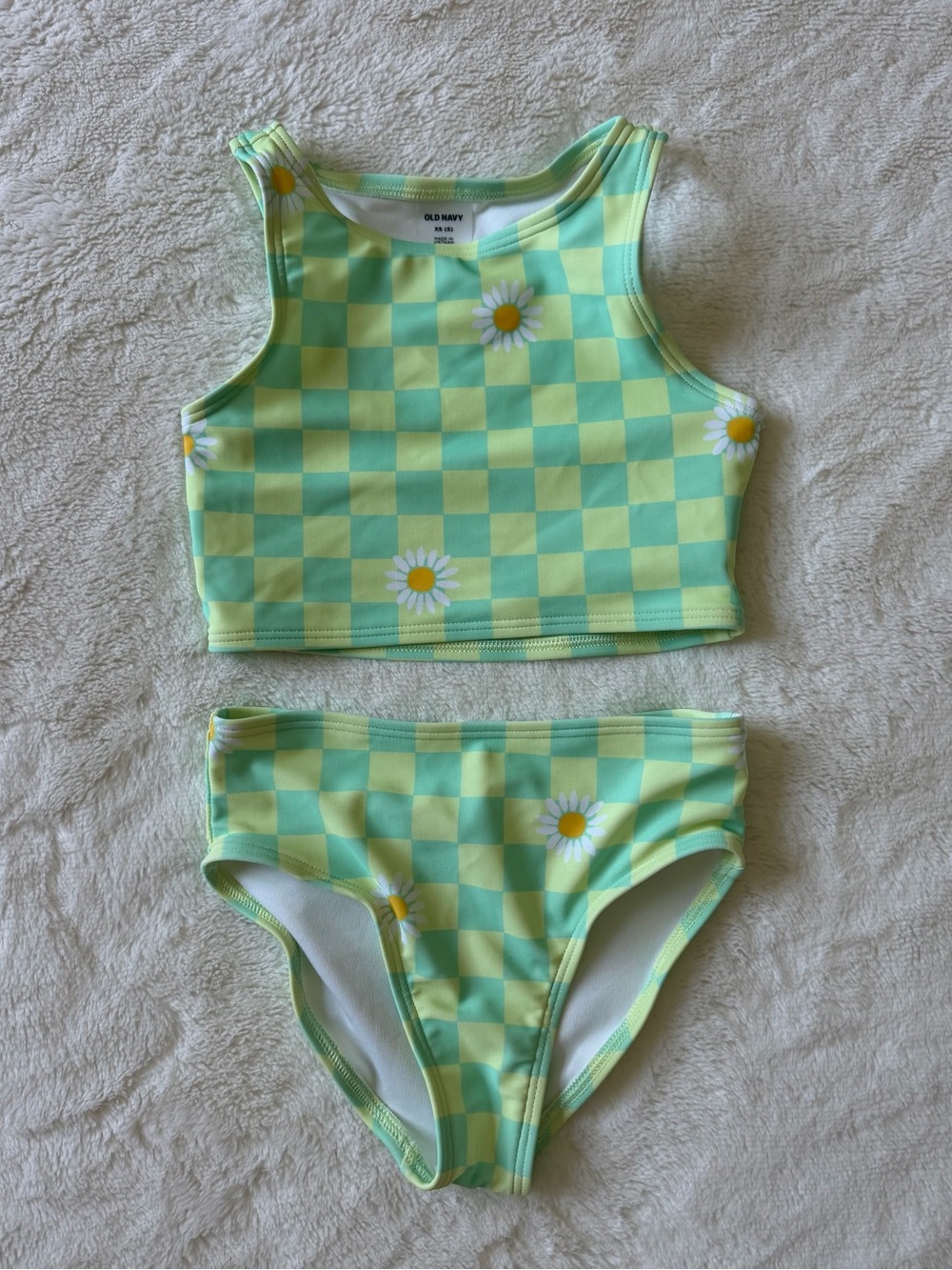 Old Navy Girls Checkered Daisy Two-Piece Swim Set